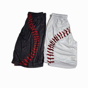 Sleefs Baseball Stitch Athletic Shorts Bundle | Men's XL | 2 Pairs Black White